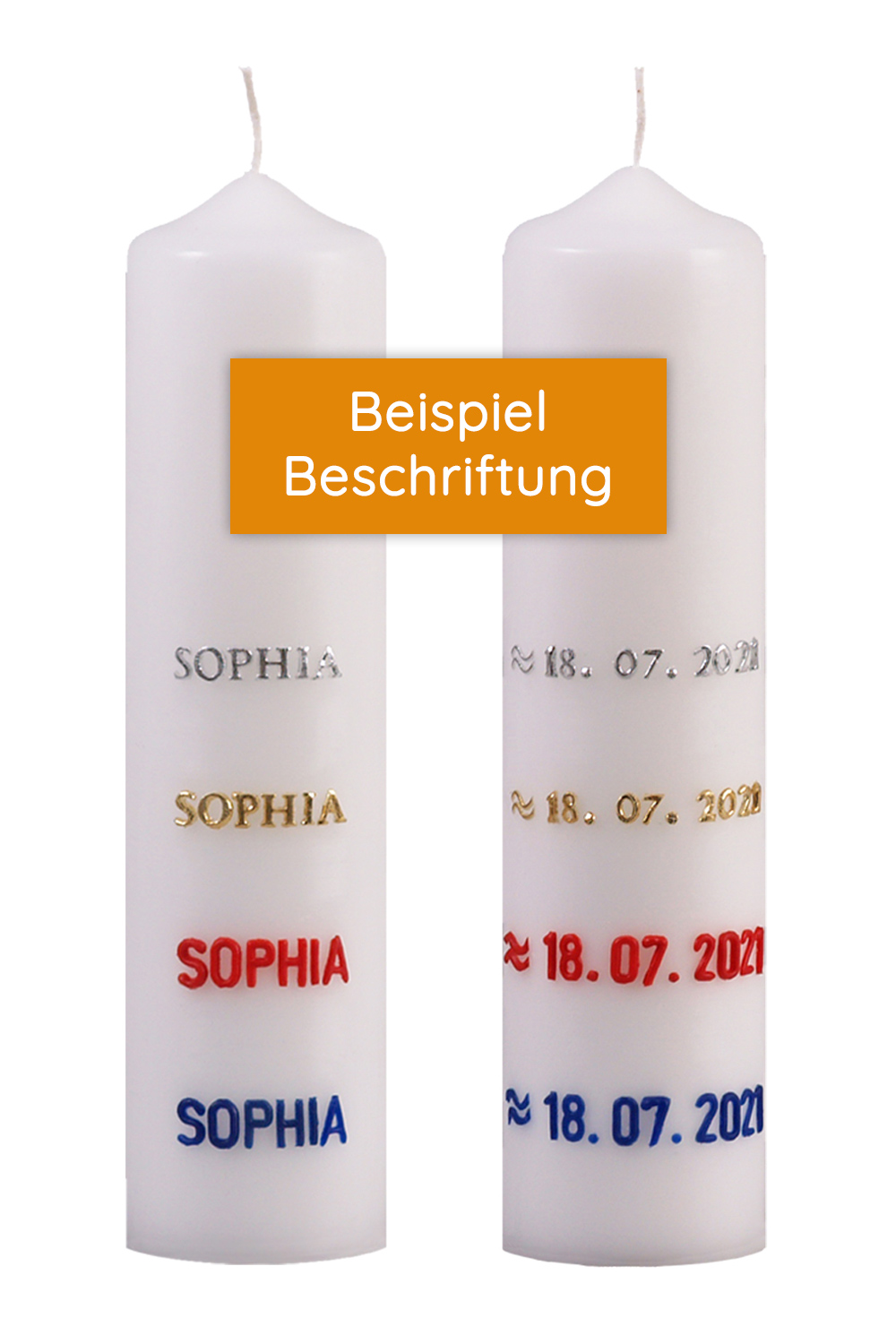 Beschriftung Datum  / Name Wachsauflage verschiedene Größen / Farben