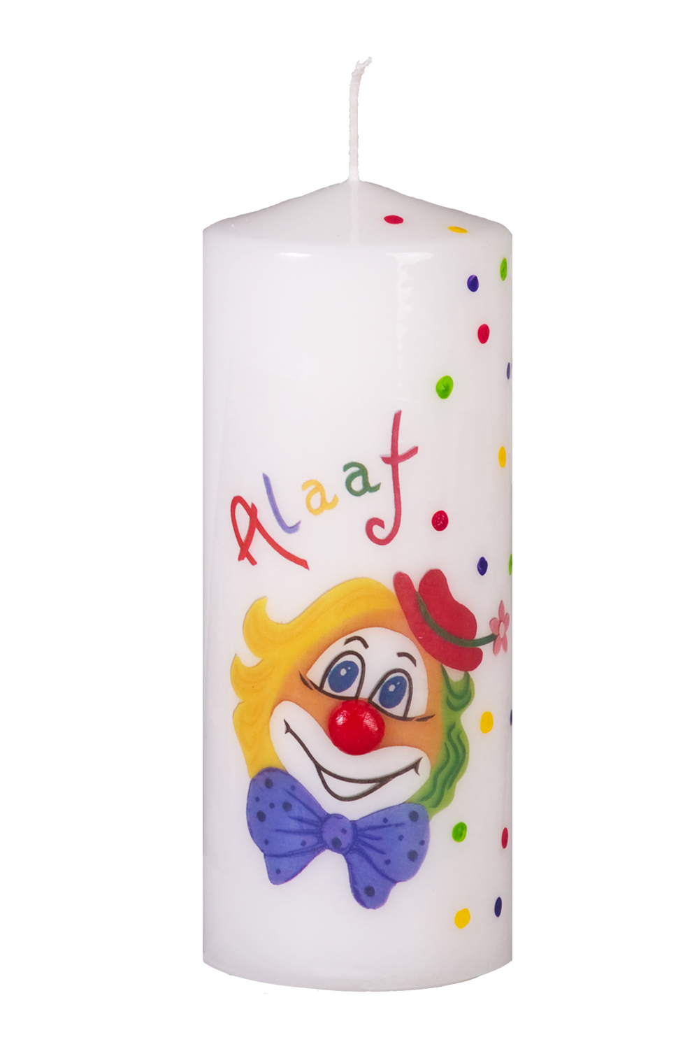 Karnevalskerze mit Clowngesicht 200x80 mm "Alaaf"