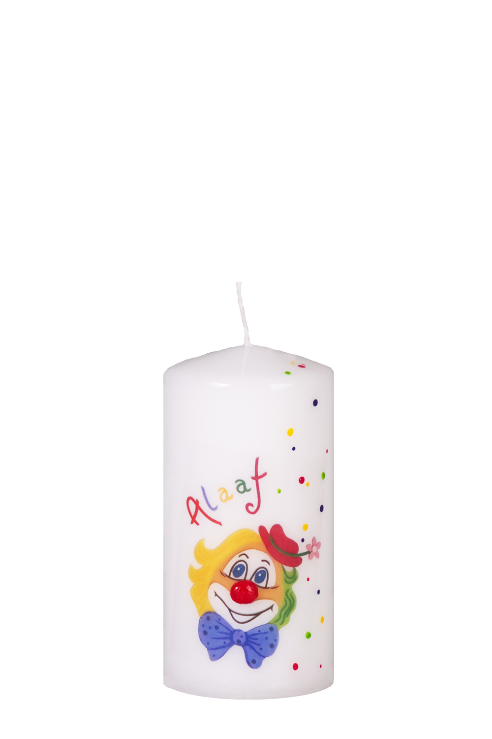 Karnevalskerze mit Clowngesicht 120x60 mm "Alaaf"