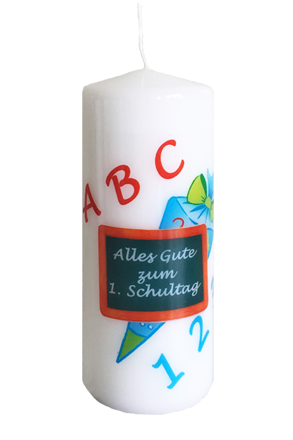 Einschulungskerze Schultüte mit Tafel, Transferfolie