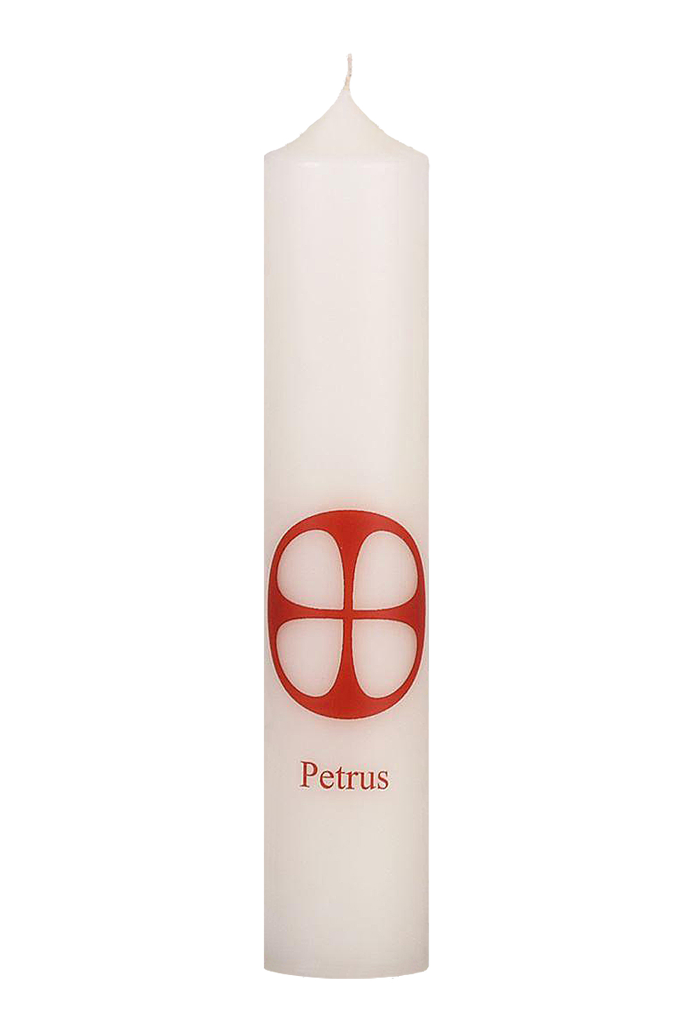 Apostelkerze Petrus, Größe 300x60 mm, mit Foliendruck, Motiv: Apostelkreuz und Namenszug