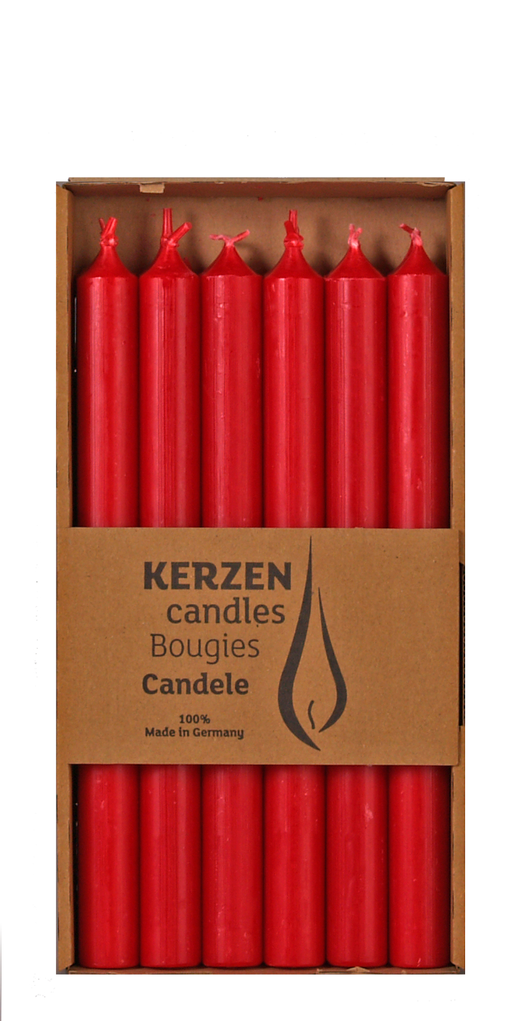 Stabkerzen Rustic durchgefärbt rubin (rot)