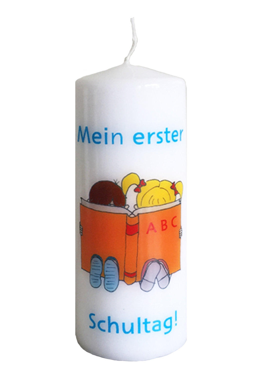 Einschulungskerze mit Lesende Kinder, Transferfolie
