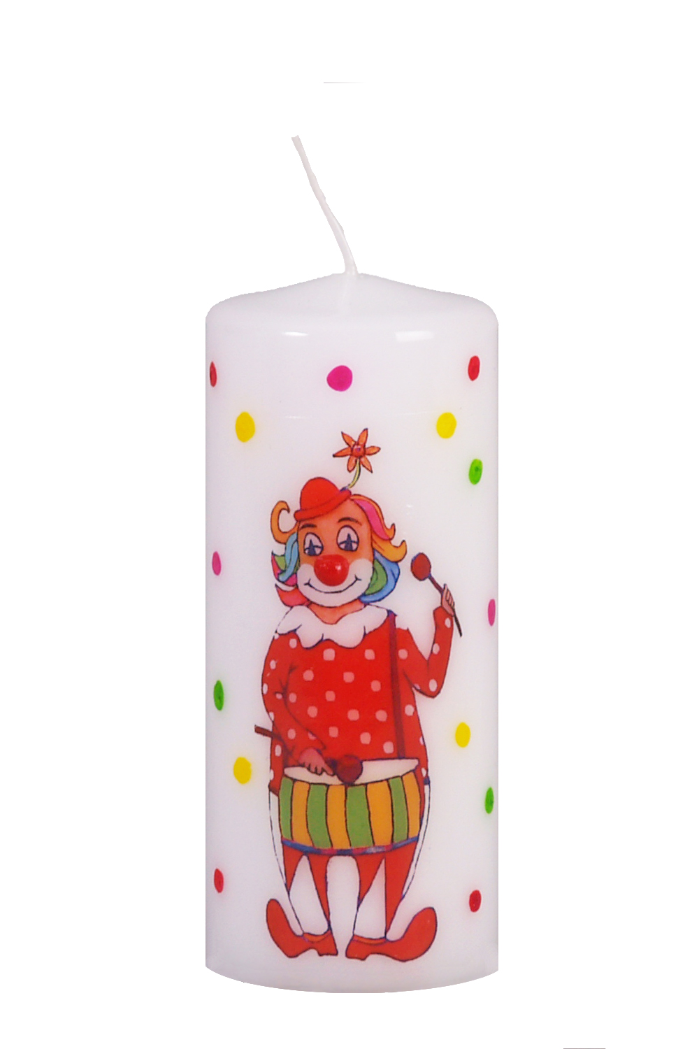 Karnevalskerze Clown mit Wachsnase 120x50 mm"