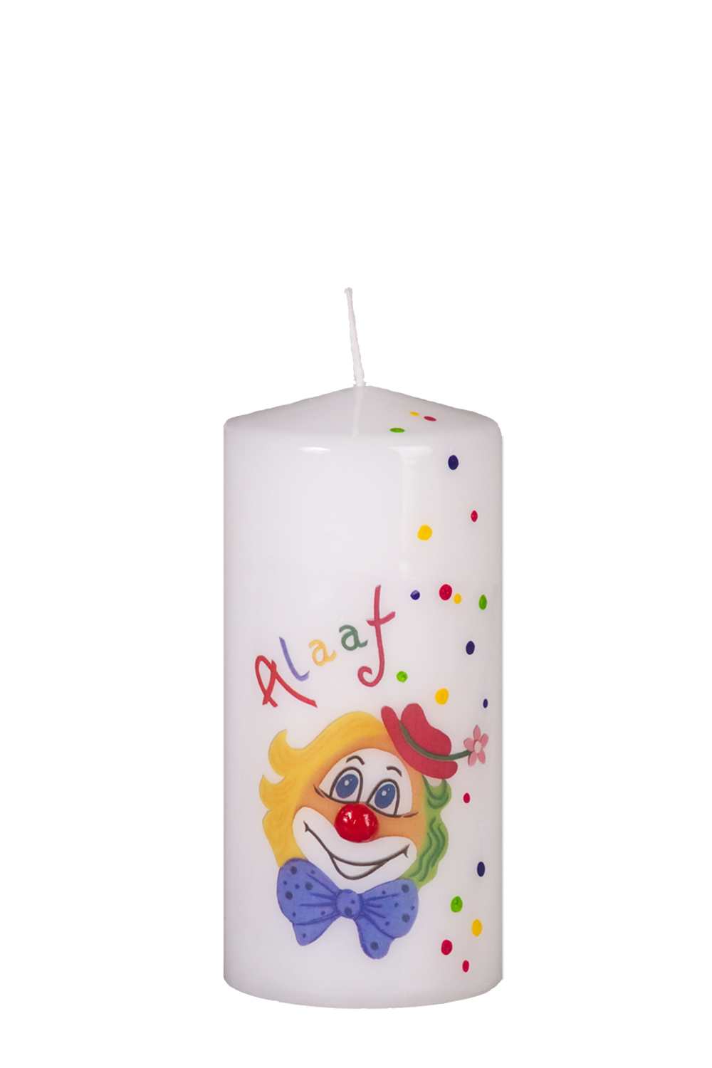 Karnevalskerze mit Clowngesicht 150x70 mm "Alaaf"