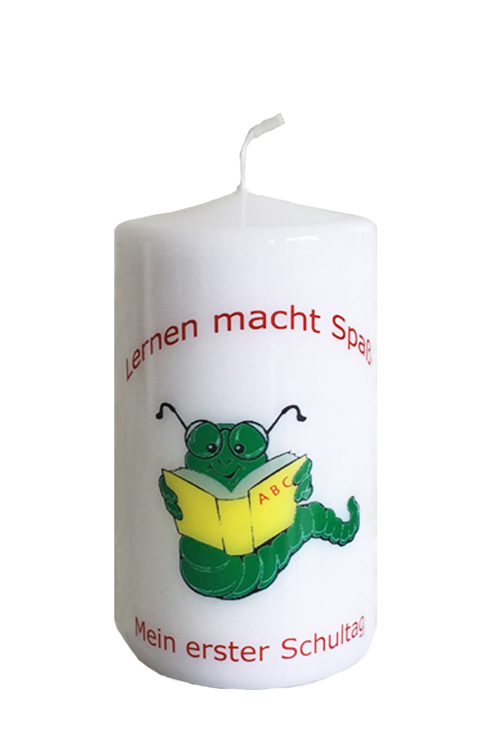 Einschulungskerze mit Bücherwurm, Transferfolie