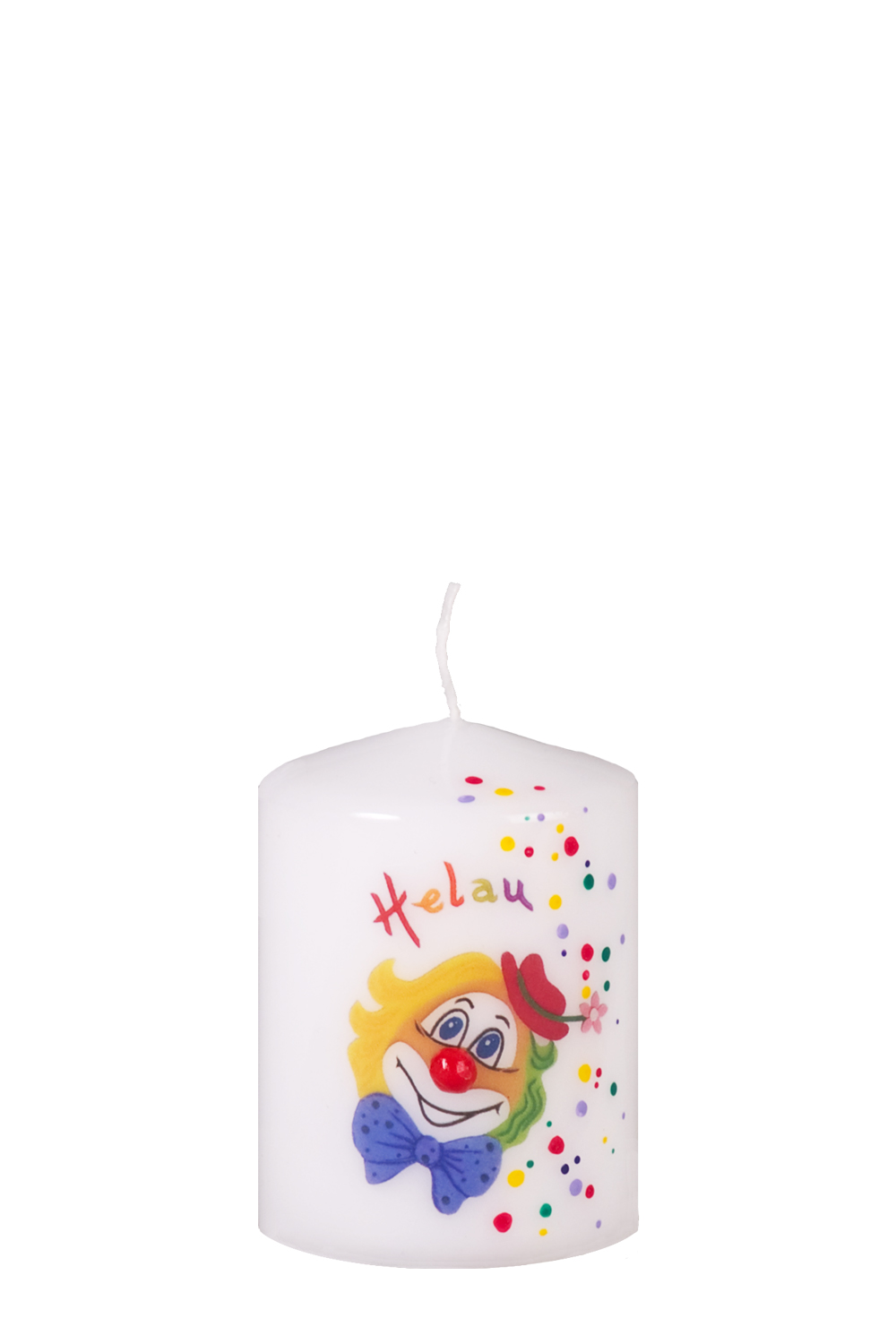 Karnevalskerze mit Clowngesicht 80x60 mm "Helau"