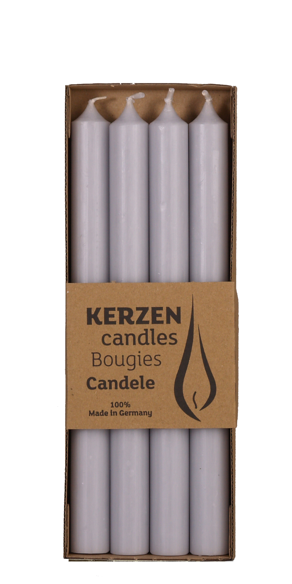 Rustic-Stabkerzen silbergrau, 4er Pack